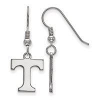 Sterling Silver Rhodium-plated LogoArt University of Tennessee Letter T Small Dangle Wire Earrings view 1