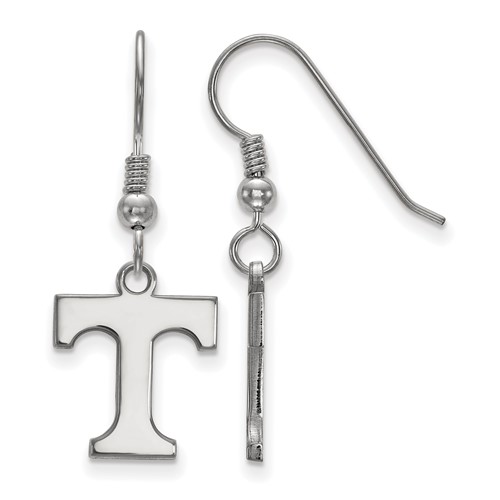 Sterling Silver Rhodium-plated LogoArt University of Tennessee Letter T Small Dangle Wire Earrings