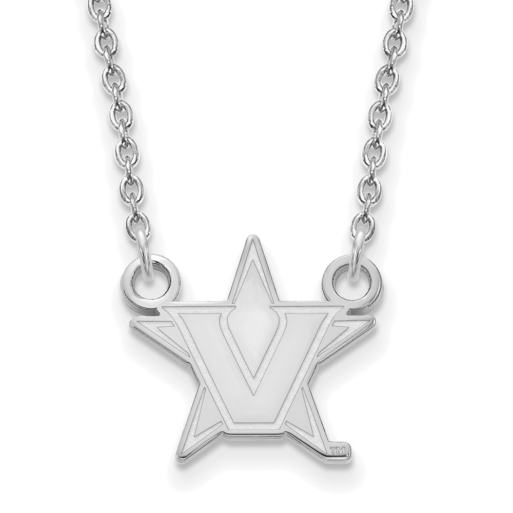 Sterling S. Rh-p LogoArt Vanderbilt University Small Pendant with Necklace