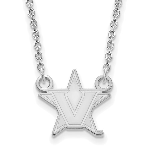 Sterling S. Rh-p LogoArt Vanderbilt University Small Pendant with Necklace