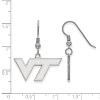 Sterling Silver Rhodium-plated LogoArt Virginia Tech V-t Small Dangle Wire Earrings view 2