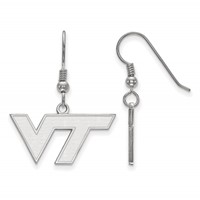 Sterling Silver Rhodium-plated LogoArt Virginia Tech V-t Small Dangle Wire Earrings view 1
