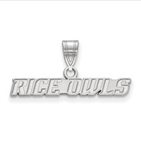 Sterling Silver Rhodium-plated LogoArt Rice University Owls Medium Pendant view 1