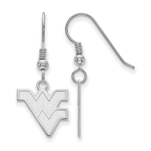Sterling Silver Rhodium-plated LogoArt West Virginia University W-v Small Dangle Wire Earrings