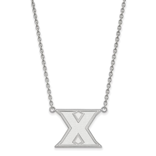 Sterling Silver Rhodium-plated LogoArt Xavier University Letter X Large Pendant Necklace, 18"