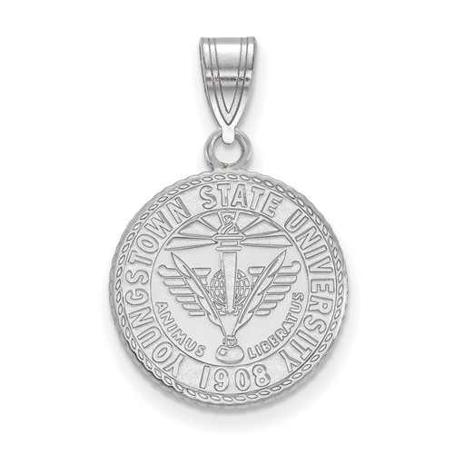 Sterling Silver Rhodium-plated LogoArt Youngstown State University Medium Crest Pendant