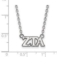 Sterling Silver Rhodium-plated LogoArt Zeta Tau Alpha Sorority Greek Letters Medium Pendant Necklace, 18" view 2
