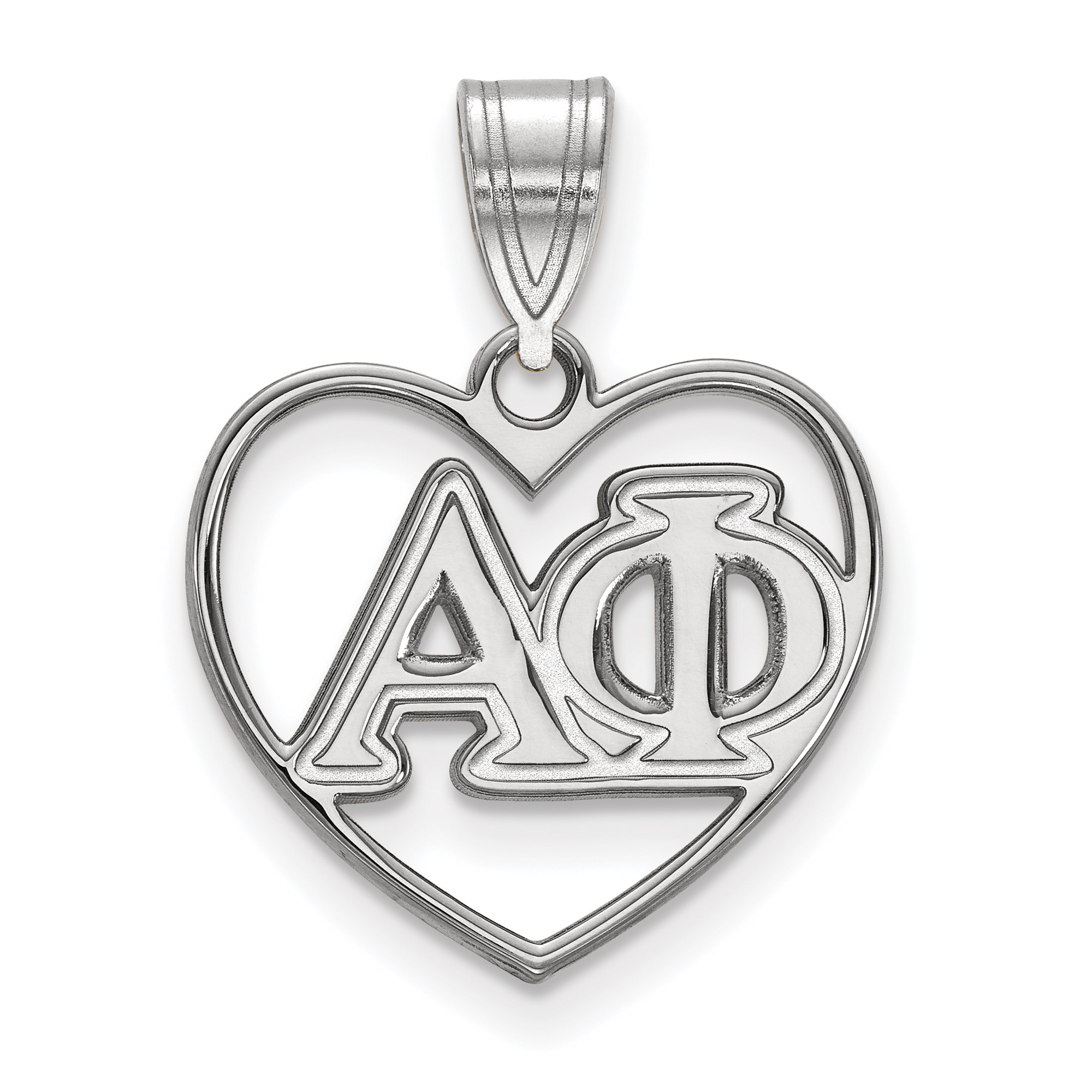LogoArt Alpha Phi Sorority Greek Letters Heart Pendant Sterling/Gold