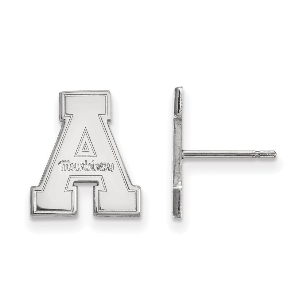 Sterling Silver Rhodium-plated LogoArt Appalachian State University Small Post Earrings