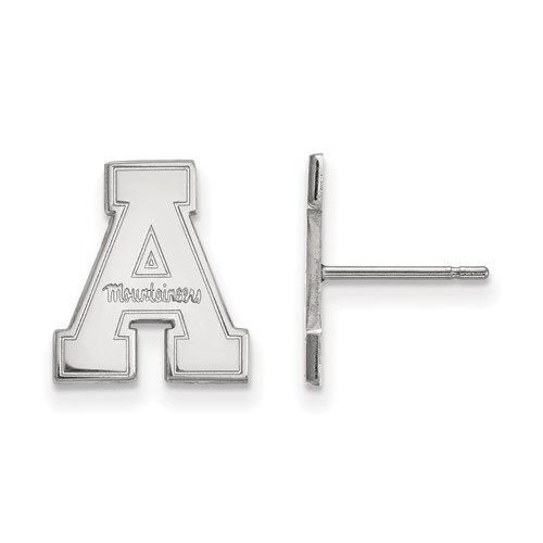 Sterling Silver Rhodium-plated LogoArt Appalachian State University Small Post Earrings