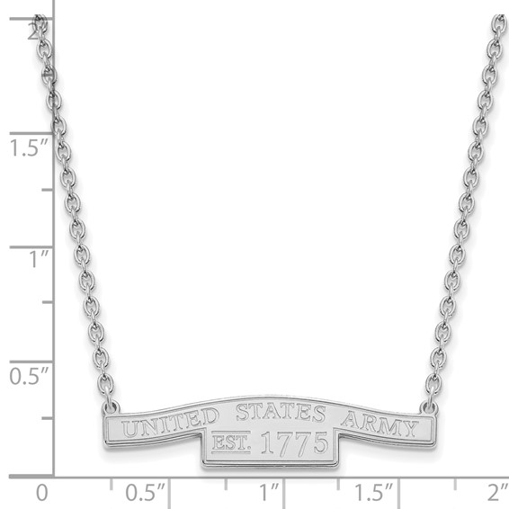Sterling Silver Rhodium-plated United States Army Small Bar Necklace