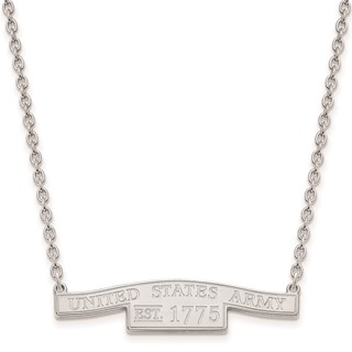 Sterling Silver Rhodium-plated United States Army Small Bar Necklace