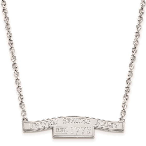 Sterling Silver Rhodium-plated United States Army Small Bar Necklace