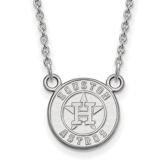 10k White Gold Major League Baseball LogoArt Houston Astros Small Pendant Necklace