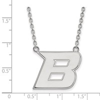 Sterling Silver Rhodium-plated LogoArt Boise State University Letter B Large Pendant Necklace, 18" view 2