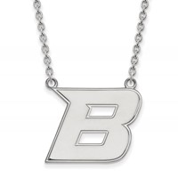 Sterling Silver Rhodium-plated LogoArt Boise State University Letter B Large Pendant Necklace, 18" view 1