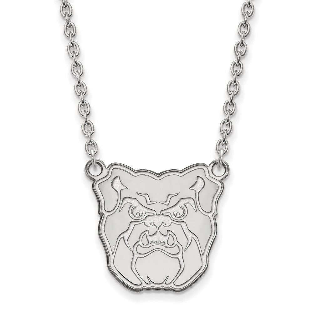 Sterling Silver Rhodium-plated LogoArt Butler University Bulldog Large Pendant Necklace, 18"