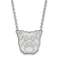 Sterling Silver Rhodium-plated LogoArt Butler University Bulldog Large Pendant Necklace, 18" view 1