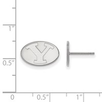 Sterling Silver Rhodium-plated LogoArt Brigham Young University Letter Y Extra Small Post Earrings view 2