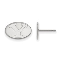 Sterling Silver Rhodium-plated LogoArt Brigham Young University Letter Y Extra Small Post Earrings view 1