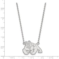 Sterling Silver Rhodium-plated LogoArt California State University Fresno Bulldog Large Pendant Necklace, 18" view 2