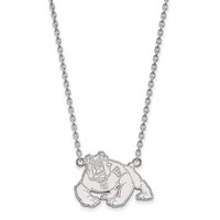 Sterling Silver Rhodium-plated LogoArt California State University Fresno Bulldog Large Pendant Necklace, 18" view 1