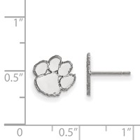 Sterling Silver Rhodium-plated LogoArt Clemson University Tiger Paw Extra Small Post Earrings view 2