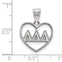 Sterling Silver Rhodium-plated LogoArt Delta Delta Delta Sorority Greek Letters Heart Pendant view 2