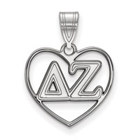Sterling Silver Rhodium-plated LogoArt Delta Zeta Sorority Greek Letters Heart Pendant view 1