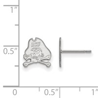 Sterling Silver Rhodium-plated LogoArt East Carolina University Pirate Extra Small Post Earrings view 2