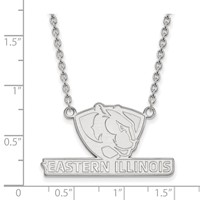 Sterling Silver Rhodium-plated LogoArt Eastern Illinois University Large Pendant 18 Inch Necklace view 2