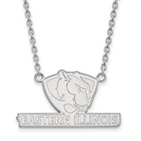 Sterling Silver Rhodium-plated LogoArt Eastern Illinois University Large Pendant 18 Inch Necklace view 1