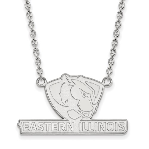 Sterling Silver Rhodium-plated LogoArt Eastern Illinois University Large Pendant Necklace, 18"