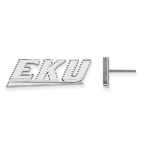 Sterling Silver Rhodium-plated LogoArt Eastern Kentucky University E-k-u Small Post Earrings