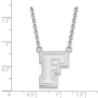 Sterling Silver Rhodium-plated LogoArt Fordham University Letter F Large Pendant Necklace, 18" view 2