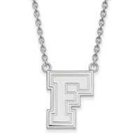 Sterling Silver Rhodium-plated LogoArt Fordham University Letter F Large Pendant Necklace, 18" view 1