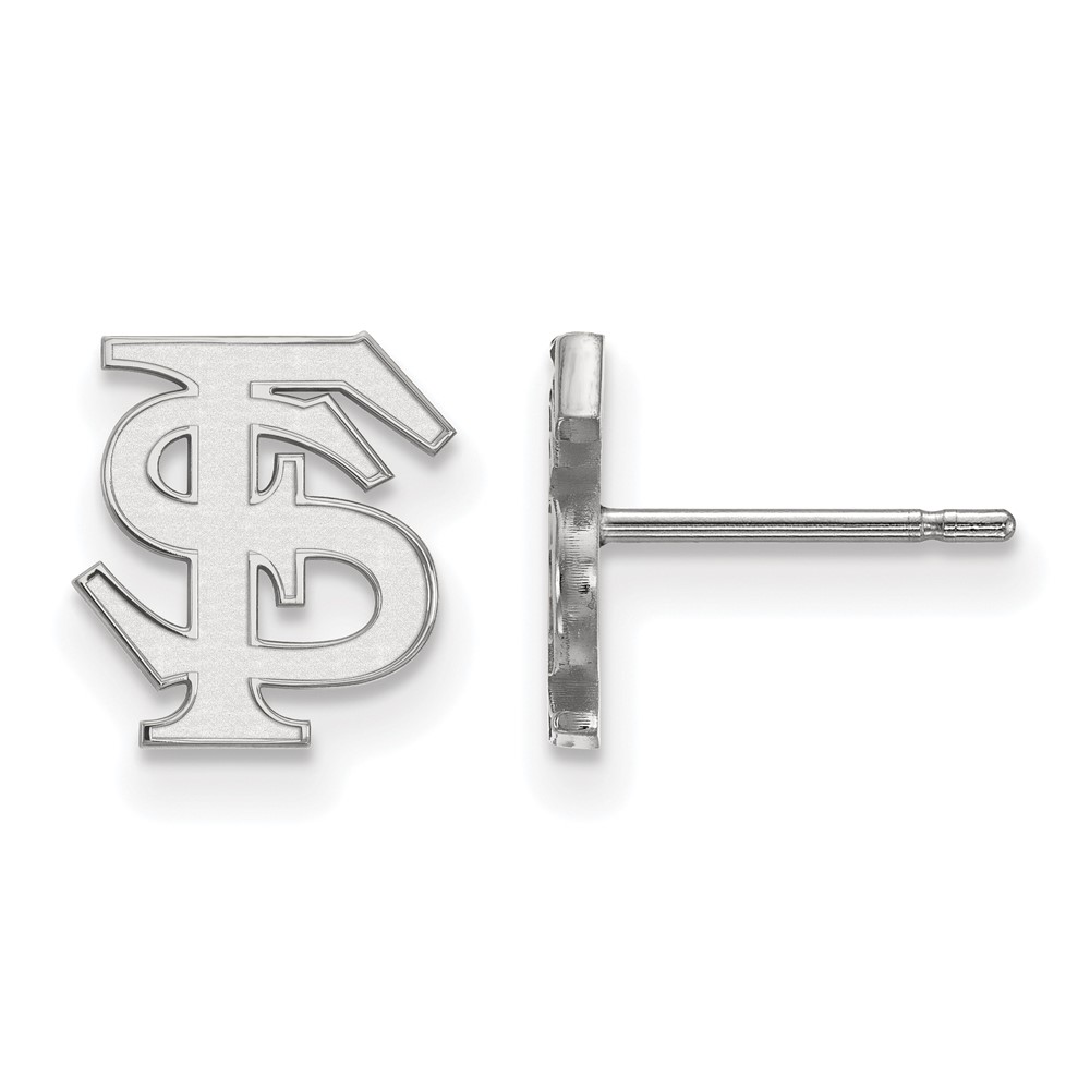 Sterling Silver Rhodium-plated LogoArt Florida State University F-s Extra Small Post Earrings