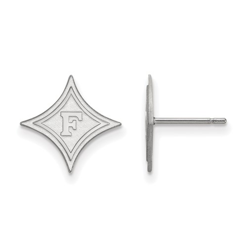 Sterling Silver Rhodium-plated LogoArt Furman University Small Post Earrings