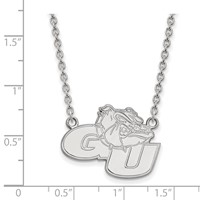 Sterling Silver Rhodium-plated LogoArt Gonzaga University G-u Bulldog Large Pendant Necklace, 18" view 2