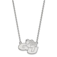 Sterling Silver Rhodium-plated LogoArt Gonzaga University G-u Bulldog Large Pendant Necklace, 18" view 1