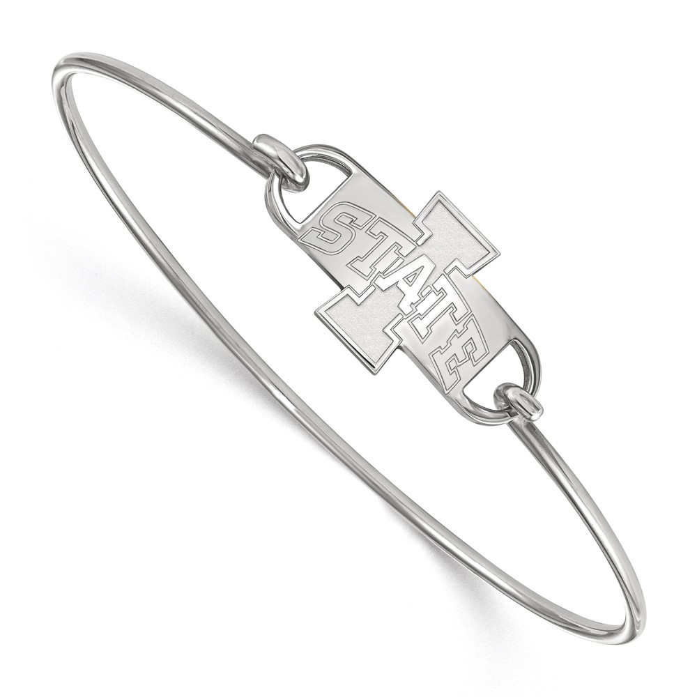 Sterling Silver Rhodium-plated LogoArt Iowa State University Medium Center Wire Bangle, 7"