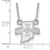 Sterling Silver Rhodium-plated LogoArt Indiana State University Sycamores Small Pendant Necklace, 18" view 3