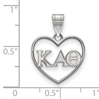 Sterling Silver Rhodium-plated LogoArt Kappa Alpha Theta Sorority Greek Letters Heart Pendant view 2