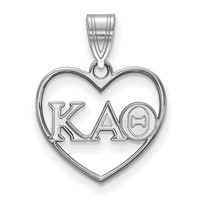 Sterling Silver Rhodium-plated LogoArt Kappa Alpha Theta Sorority Greek Letters Heart Pendant view 1