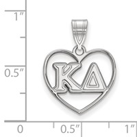 Sterling Silver Rhodium-plated LogoArt Kappa Delta Sorority Greek Letters Heart Pendant view 2