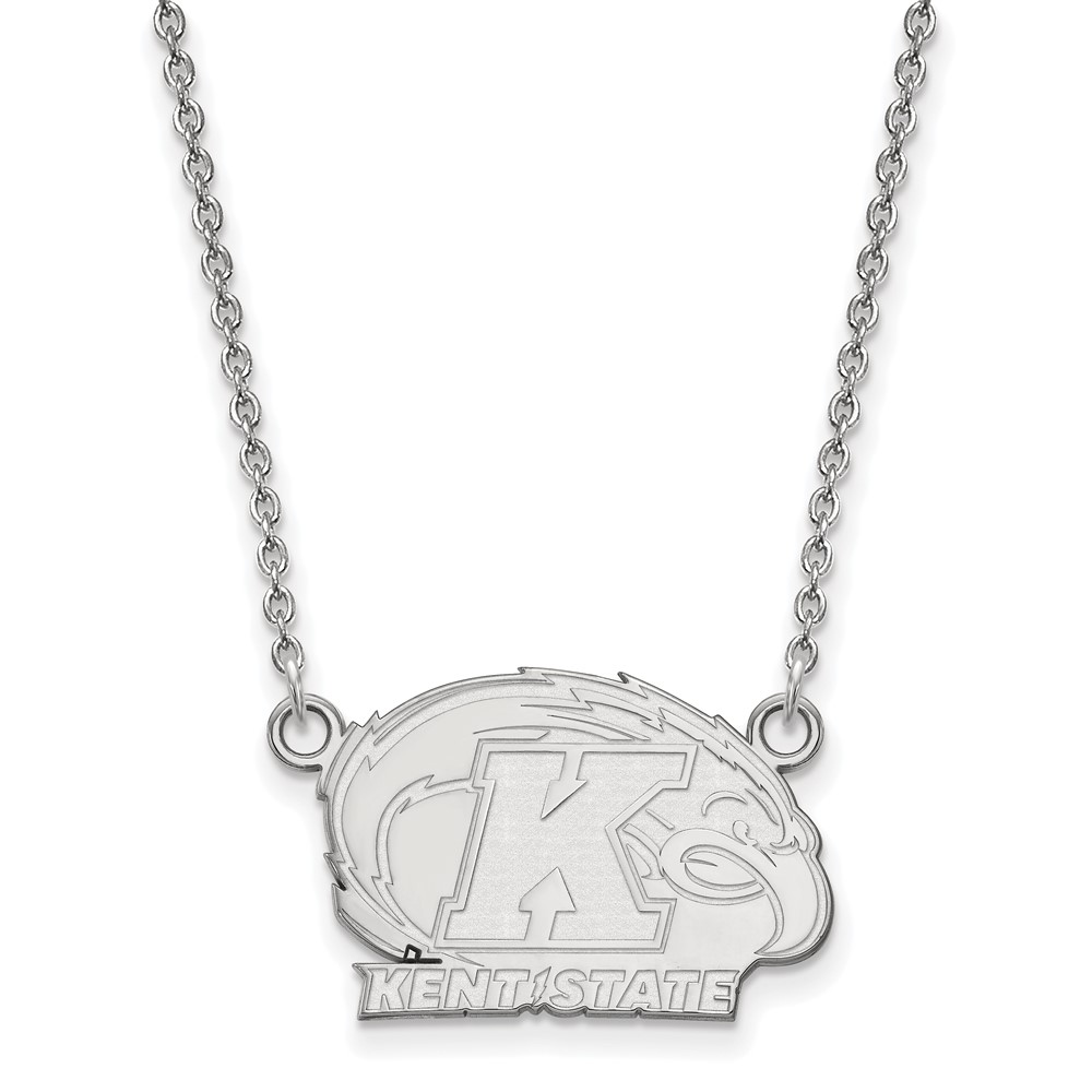 Sterling Silver Rhodium-plated LogoArt Kent State University Small Pendant Necklace, 18"