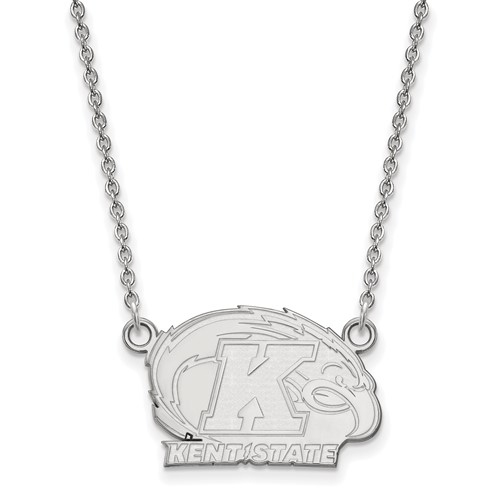 Sterling Silver Rhodium-plated LogoArt Kent State University Small Pendant Necklace, 18"