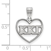Sterling Silver Rhodium-plated LogoArt Kappa Kappa Gamma Sorority Greek Letters Heart Pendant view 2