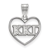 Sterling Silver Rhodium-plated LogoArt Kappa Kappa Gamma Sorority Greek Letters Heart Pendant view 1