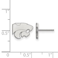 Sterling Silver Rhodium-plated LogoArt Kansas State University Wildcat Extra Small Post Earrings view 2